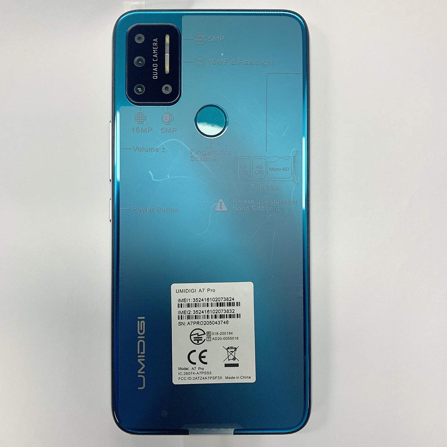 UMIDIGI A7 Pro Unlocked Cell Phones(4GB+128GB) 6.3" FHD+ Full Screen, 4150mAh High Capacity Battery Smartphone with 16MP AI Quad Camera, Android 10 and Dual 4G Volte(Ocean Blue).